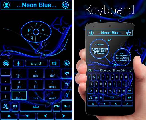 Скриншоты из Neon Blue GO Keyboard Theme